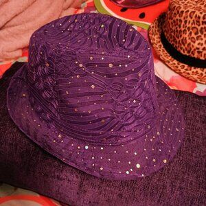 Womens Purple Sequin Fedora, Size 57cm, New